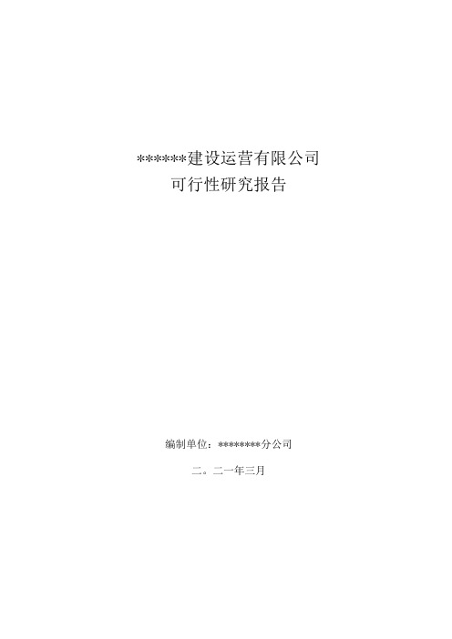 关于成立XXXXX建设运营有限公司的可行性研究报告