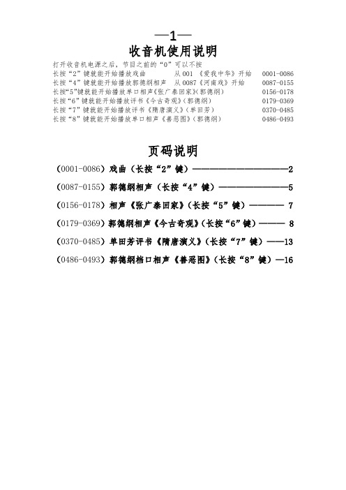 收音机节目目录