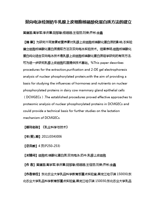 双向电泳检测奶牛乳腺上皮细胞核磷酸化蛋白质方法的建立