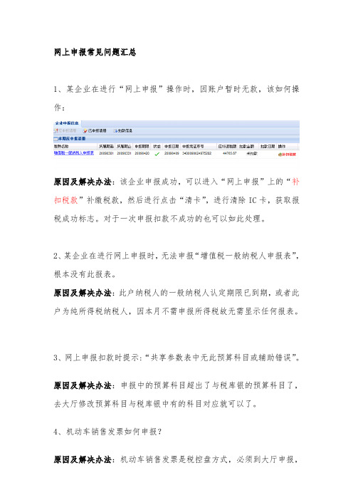 网上申报常见问题汇总精品资料