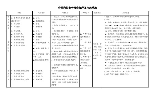 分析岗位安全操作规程