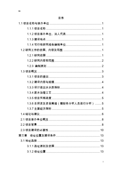 某化纤公司废水处理改造项目可行性研究报告(申请资金优秀甲级资质可研报告)