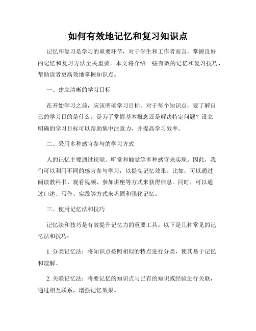 如何有效地记忆和复习知识点