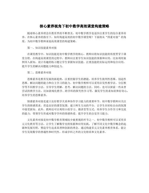 核心素养视角下初中数学高效课堂构建策略