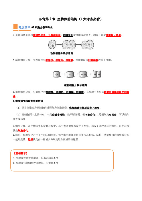 第2章 生物体的结构(知识清单)(4大考点必背)(解析版)