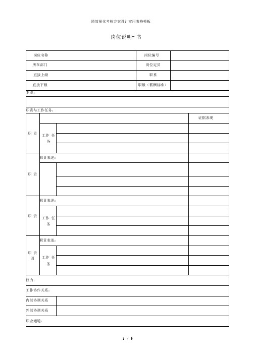 绩效量化考核方案设计实用表格模板