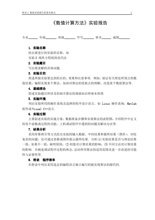 数值实验报告的基本格式