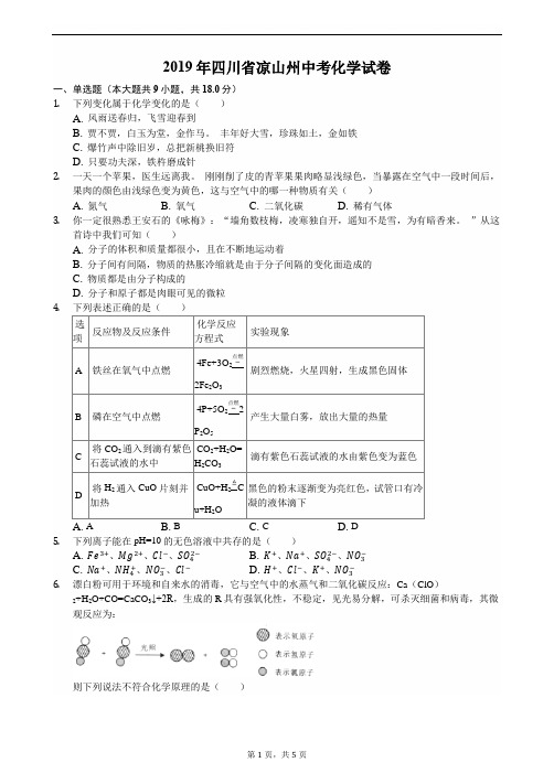 2019年四川省凉山州中考化学  48