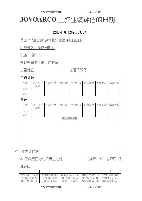 员工个人能力综合评估表之欧阳光明创编