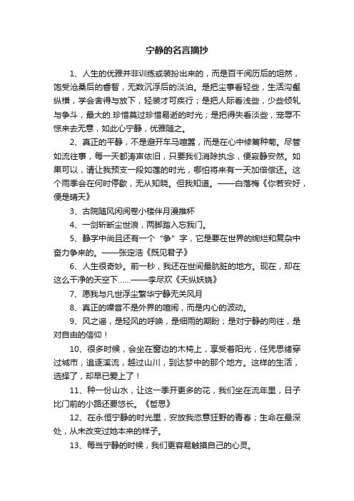 宁静的名言摘抄