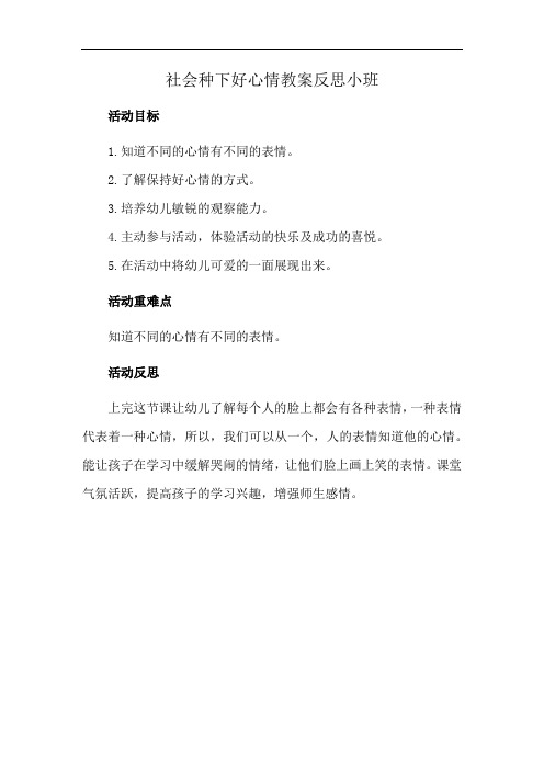 社会种下好心情教案反思小班