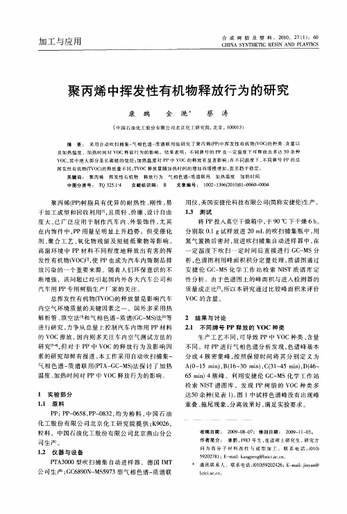 聚丙烯中挥发性有机物释放行为的研究