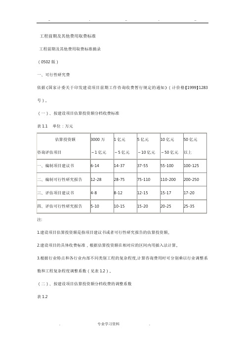 工程前期和他费用取费标准[详]