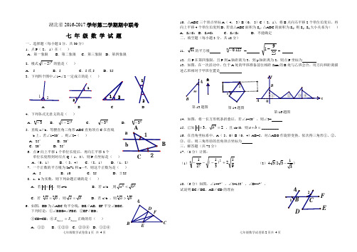 湖北省2016-2017学年七年级下学期期中考试数学试题 (2)