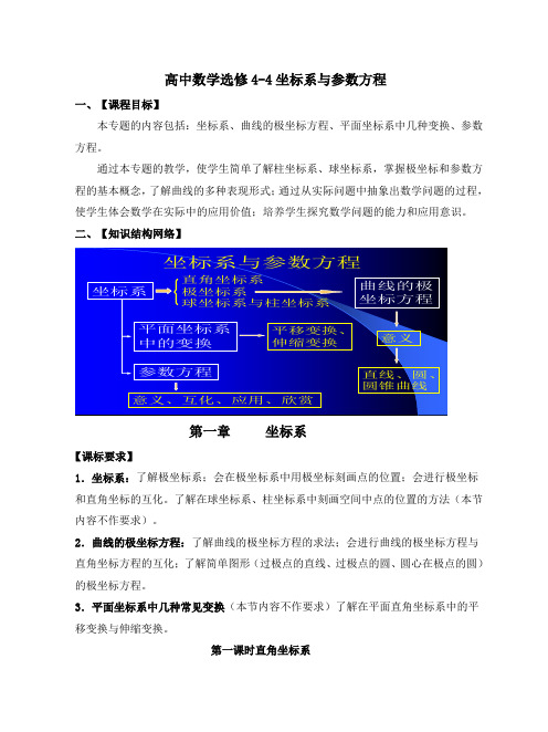 高二数学  4-4第一章坐标系全部教案