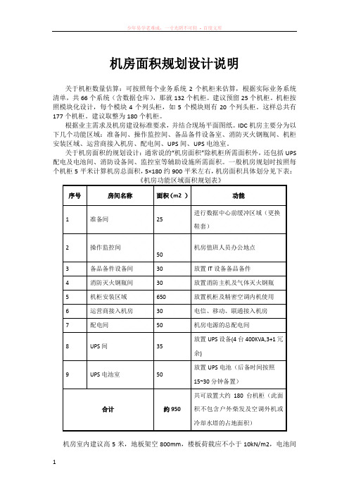 3机房机柜及面积估算说明