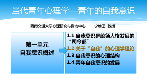 3.1.2青年的自我意识-自我意识概述-关于“自我”的心理学理论