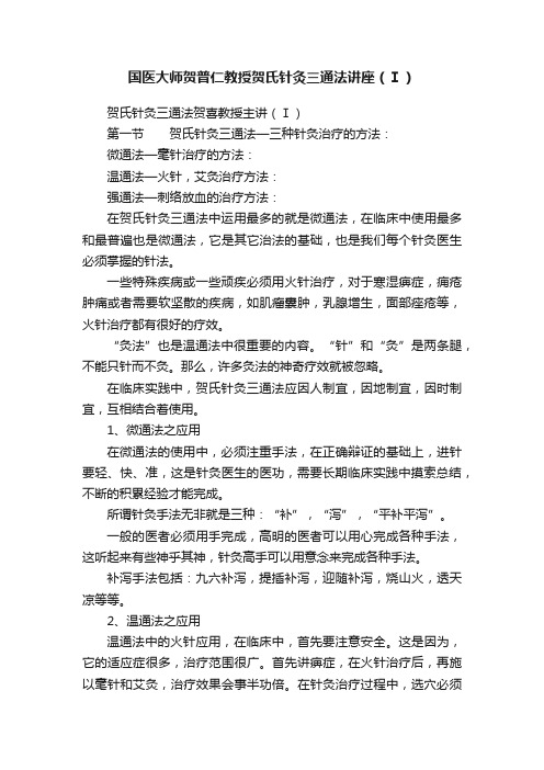 国医大师贺普仁教授贺氏针灸三通法讲座（Ⅰ）