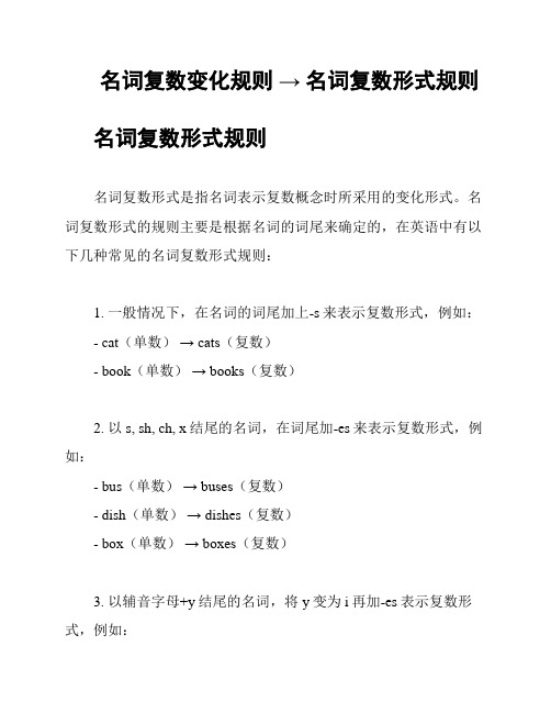 名词复数变化规则 → 名词复数形式规则