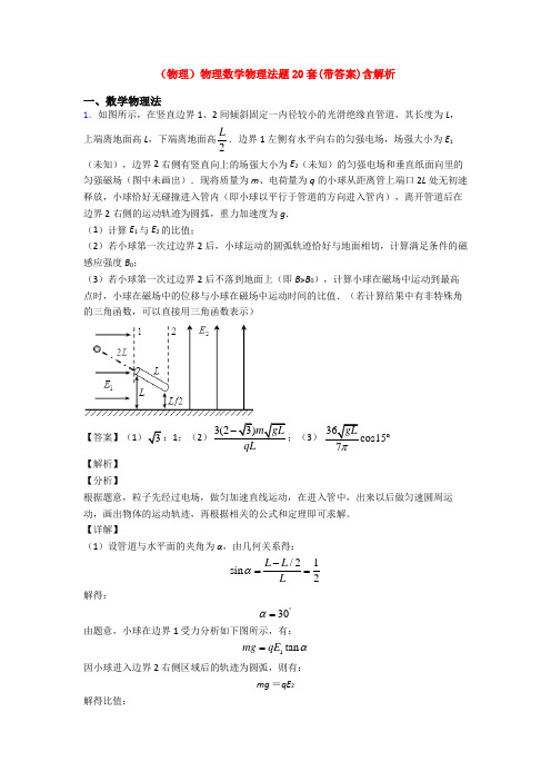 (物理)物理数学物理法题20套(带答案)含解析