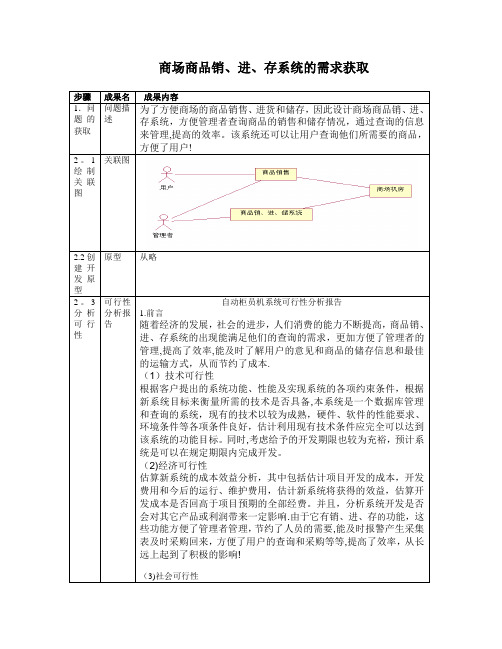 商场销、进、存管理系统需求分析报告【呕心沥血整理版】