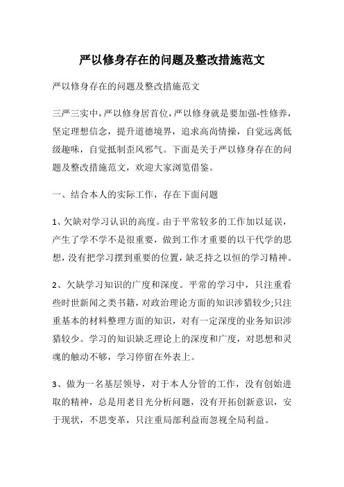 严以修身存在的问题及整改措施范文