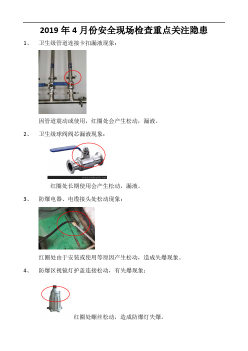 2019年4月份安全检查重点关注隐患