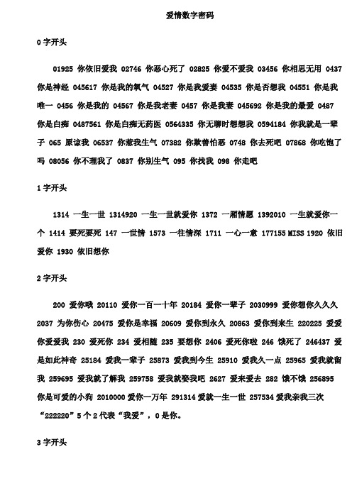 数字密码代表的含义