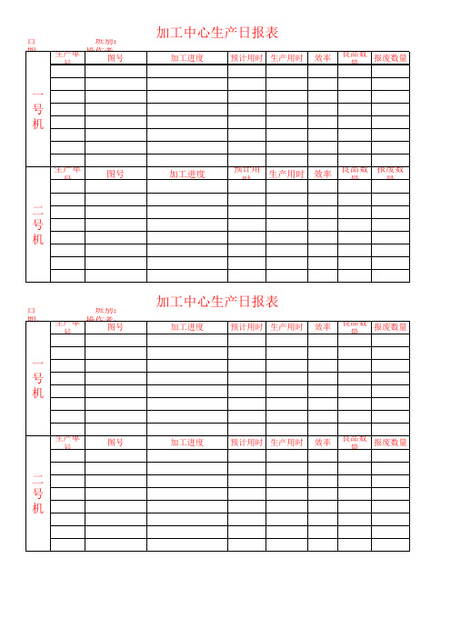 加工中心生产报表