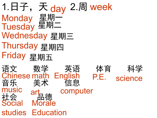 PEP小学英语五年级上册第二单元My days of the week