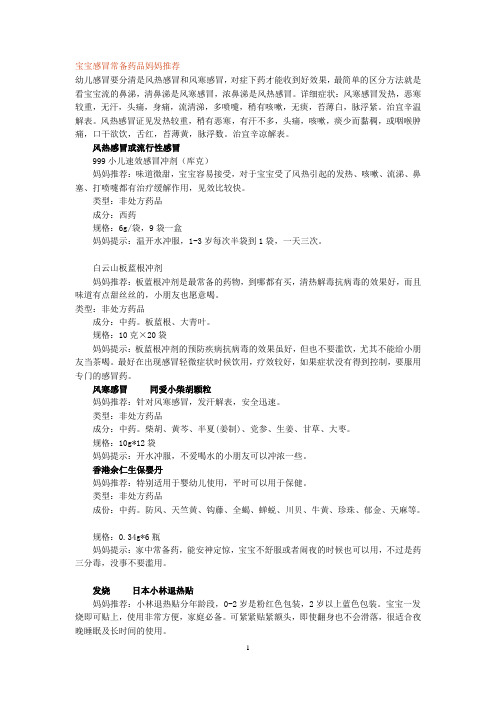 宝宝感冒常备药品妈妈推荐