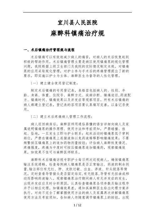 镇痛治疗规范标准