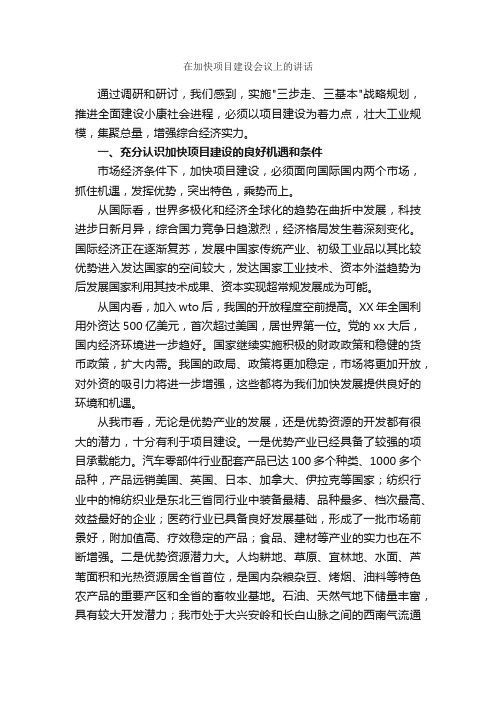 在加快项目建设会议上的讲话_发言稿_