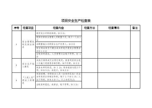 项目安全生产检查表