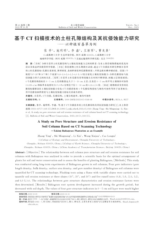 基于CT扫描技术的土柱孔隙结构及其抗侵蚀能力研究——以种植百喜草为例