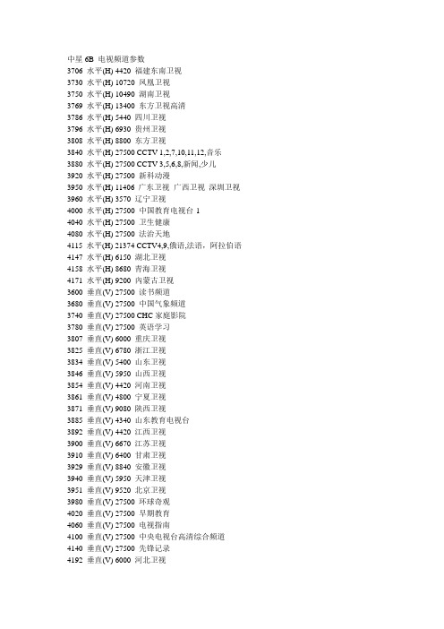 中星6B 电视频道参数