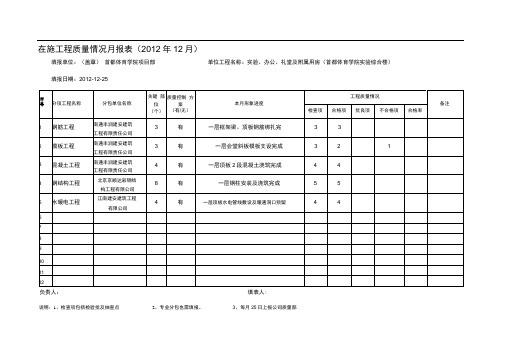 11月在施工程质量情况月报表