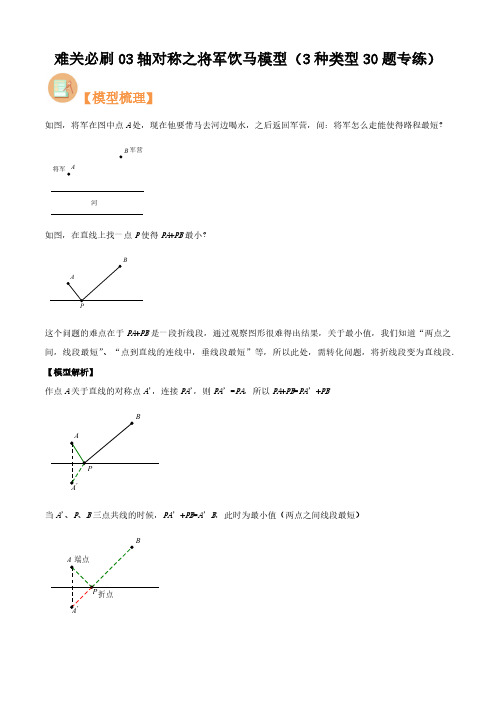 难关必刷03轴对称之将军饮马模型(3种类型30题专练)(解析版)