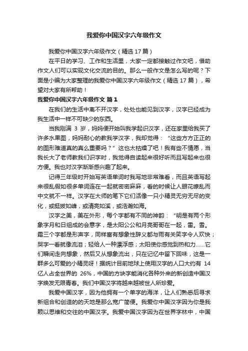 我爱你中国汉字六年级作文