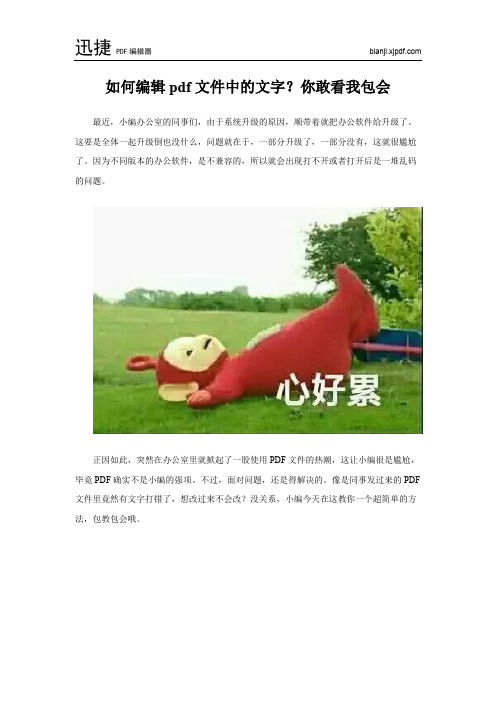 如何编辑pdf文件中的文字?你敢看我包会