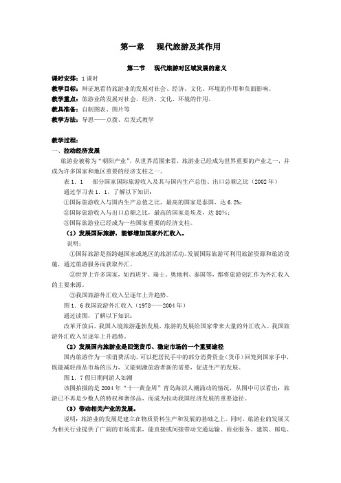 旅游地理第一章 现代旅游及其作用 第二节现代旅游对区域发展的意义