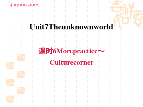 沪教牛津版八年级下册英语Unit7 课时6 More practice～Culture corner