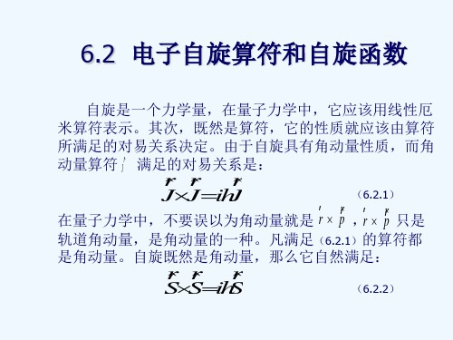 自旋是一个力学量,在量子力学中,它应该用线性厄米算符表示。其