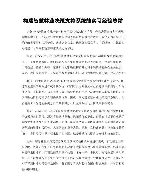 构建智慧林业决策支持系统的实习经验总结