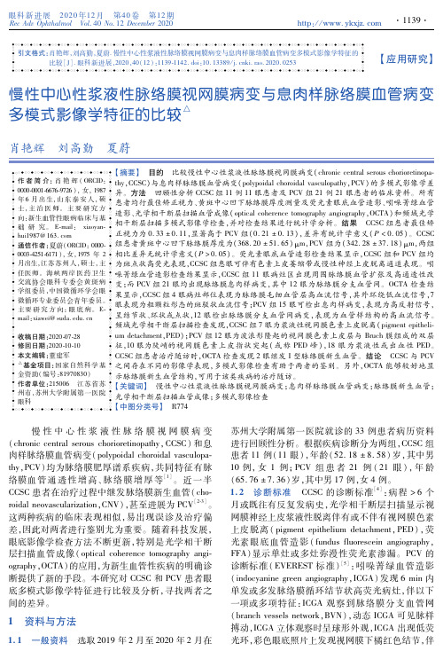 慢性中心性浆液性脉络膜视网膜病变与息肉样脉络膜血管病变多模式影像学特征的比较