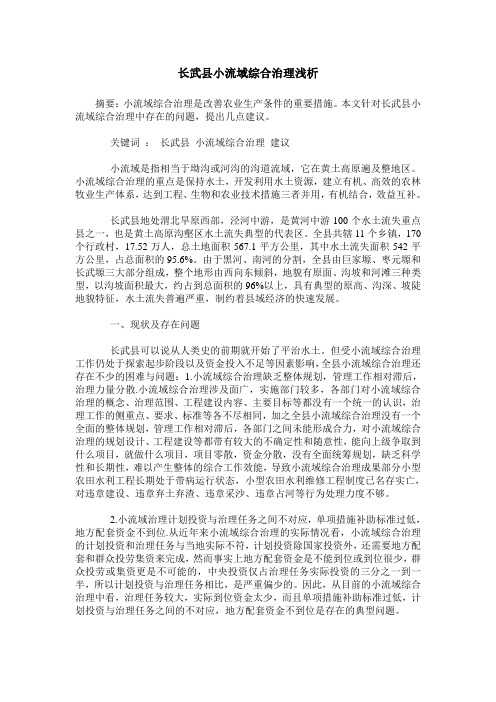 长武县小流域综合治理浅析