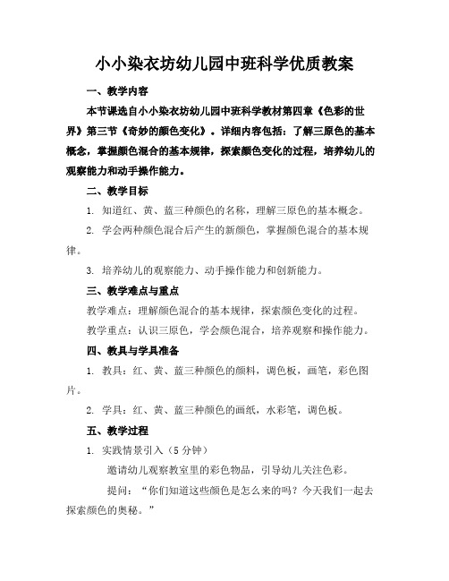 小小染衣坊幼儿园中班科学优质教案