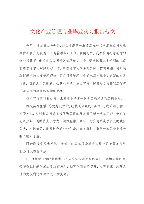 文化产业管理专业毕业实习报告