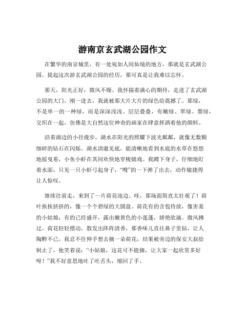 游南京玄武湖公园作文