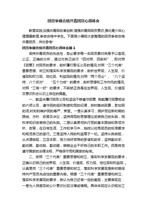 团员争做合格共青团员心得体会